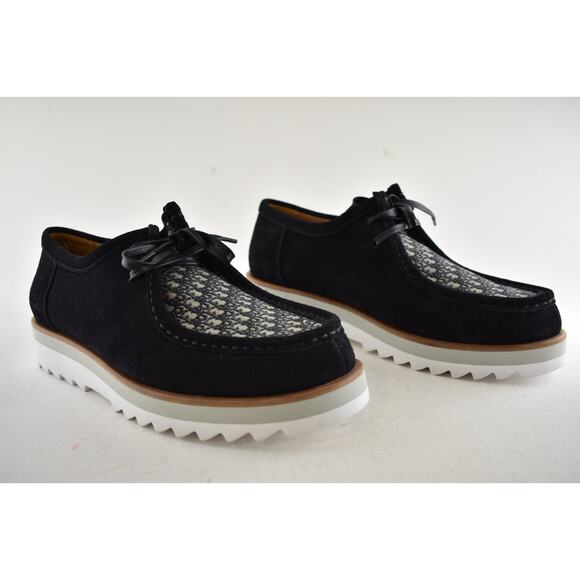 Dior Mens Explorer Boat Shoe Black Suede Blue Oblique Logo Lace Up Loafer 44 11 - Picture 3 of 15